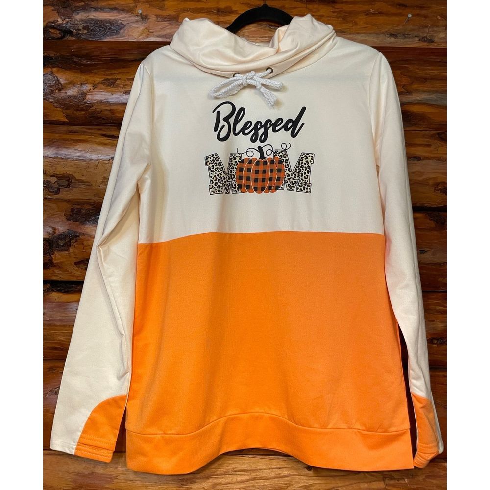 Blessed Mom Cowl Neck‎ Pullover Shirt Size Large